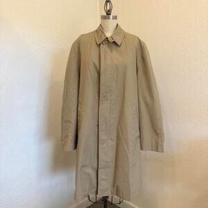 Vintage London Fog Maincoats Beige Trench Coat Womens 40 Faux Fur Zip-In Liner
